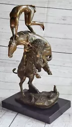 Buy Buffalo Hunt Lost Wax Bronze Statue Sculpture Inspired By F Remington Medium • 394.31£