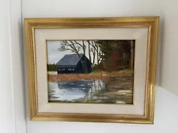 Buy Oil On Canvas Boat House On Lake In Forest ( Artist Unknown ) 56cm X 46cm • 48£