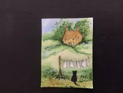 Buy Aceo Original Watercolour Painting By Toni Stone Country Cottage And Cat • 6.30£