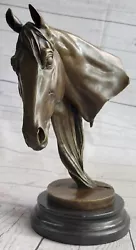 Buy Signed Hotcast Unique Bronze Bust Horse Head Sculpture Figure Marble Base Deal • 395.95£