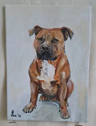 Buy Original Acrylic Painting - Small A5 - Staffy  By Jessica J Peck • 5£