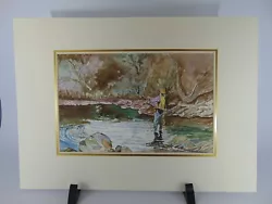 Buy ORIGINAL WATERCOLOUR ART PAINTING ARTIST RON DODDS FISHING 14 X 10 INCHES • 19.99£