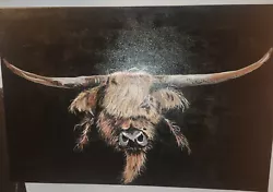Buy Scottish Highland Cow Original Acrylic Painting On Canvas 24×36 Brand New • 92.61£