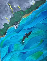 Buy Genuine Handcrafted Costal Whale Memorial Painting • 54.37£