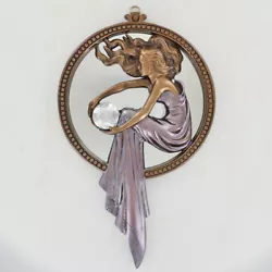 Buy Art Deco Lady Women Holding Crystal Bronze Wall Mirror H30cm 01500 • 32.95£