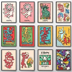 Buy Keith Haring Style Art Painting Canvas Minimalist Abstract Wall Art 15.75 X23.5  • 6.61£