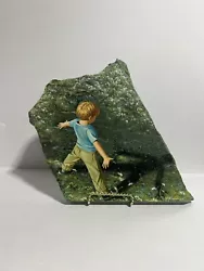 Buy Marcia Abramsohn Boy & Shadow Painting On Green Verdi Antique Marble Unique Art • 42.03£