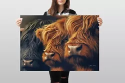 Buy Highland Cow Painting Large A2 Canvas Affinity FREE DELIVERY • 19.99£