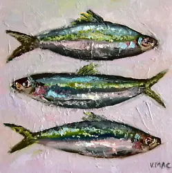 Buy Fish Oil Painting Original Abstract STILL LIFE Art Signed TREEMALLOW Kitchen Art • 58.06£