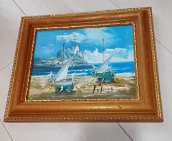 Buy Boat Beach Scene Painting Framed Pre Owned  13 X 11 Inches Approx  • 30£
