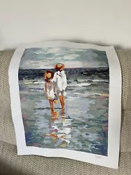 Buy HAND PAINTED FINISHED ACRYLIC ART CANVAS GIRLS ON THE BEACH PICTURE 47 X 37cm • 7.99£