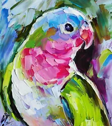 Buy Original Oil Painting Parrot Bird Colorful Pet Portrait Artwork Animals Wall Art • 50.43£