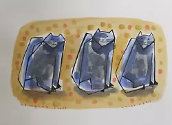 Buy Original Watercolour Painting Cats 'Lucky Cats' Signed Georgina Scott • 8£