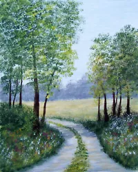 Buy Original Hand Painted Country Path Canvas Board Signed Landscape Painting • 20£