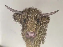Buy Hand Painted Watercolour Highland Cow Gift (without Background) • 35£