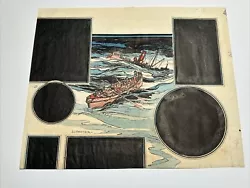 Buy Antique Painting Illustration Joseph L Kraemer Listed Famous Sinking Ship Sea • 1,105.64£