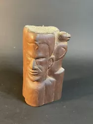 Buy Nice Wood Carving Of A Mans Face And Bird Part Of Totem? 3.75” Tall • 14.88£