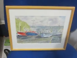 Buy Original Watercolour Of Falmouth Fishing Boats Drawn Up On The Beach • 9.99£