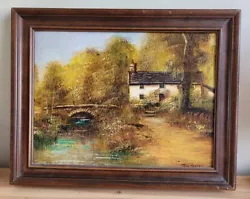 Buy Tony Flanagan Painting. A Beutiful Riverside Cottage With A Bridge And Woodland • 68£