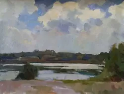 Buy Oil Painting Summer Clouds Landscape Ukrainian Painter Canvas Unframed Original • 551.25£