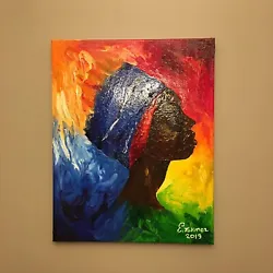 Buy Original Unique African/American Woman In Rainbow Oil Painting Art- Finger Paint • 472.50£