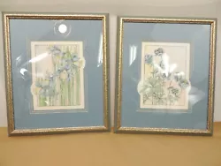 Buy Carol Morrison Pair Of Hand Colored Painting Mountain Flowers Daffodil Blue • 28.16£