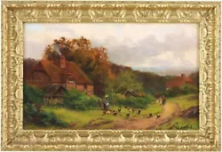 Buy Feeding The Chickens Antique Oil Painting By William Alfred Elleby (1856–1932) • 5.50£