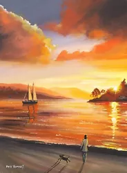 Buy Pete Rumney Art Original Painting Perfect Summer Dream Yacht Lake Sunset Beach • 13.50£