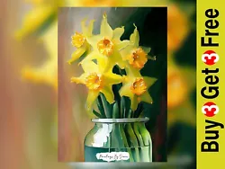 Buy Spring Radiance Sunlit Daffodils Oil Painting Print 5 X7  On Matte Paper • 4.99£