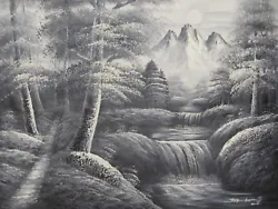 Buy Black White Trees Forest Large Oil Painting Canvas Landscape Art Woods Mountains • 19.95£