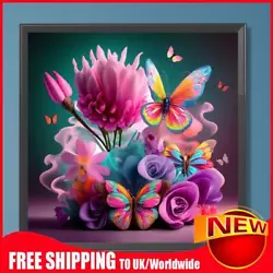 Buy 5D DIY Full Round Drill Diamond Painting Colourful Flowers Kit Home Decor30x30cm • 6.38£