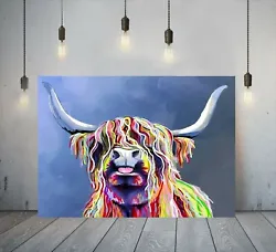 Buy Gorgeous Highland Cow Tongue Out FRAMED CANVAS WALL ART PICTURE Or PAPER PRINT • 59.99£