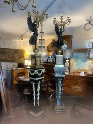 Buy French Empire Style 9ft Pair Of Large Bronze Figures & Candelabras On Pedestals • 17,521.75£