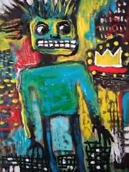 Buy Jean Michel Basquiat Signed Postcard Original Acrylic Art Painting Street Style  • 50£