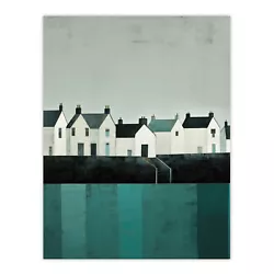 Buy Scottish Harbour Morning Grey Sky Quiet Sea Town Painting Wall Art Poster Print • 15.99£