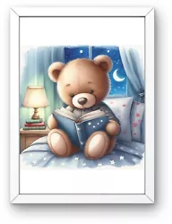 Buy Printable Digital Wall Art, Bedtime Story Teddy Bear, Nursery Wall Art Download • 0.99£
