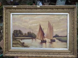 Buy The Wherry Norfolk Broads Oil On Board Painting. Unsigned • 120£
