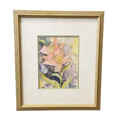 Buy Artist Original Watercolor Painting Iris Gold Frame Matted Glass Signed WARD • 84.15£