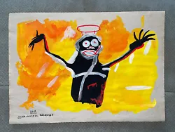 Buy Jean-Michel Basquiat (Handmade) Drawing Watercolor On Old Paper Signed & Stamped • 103.77£