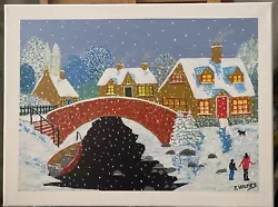 Buy L S Lowry Style Acrylic Painting On Canvas - Winter Wonderland Scene • 30£
