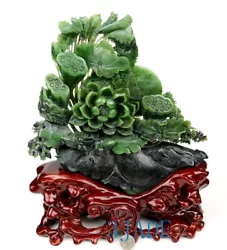 Buy Green Nephrite Jade Lotus Pod/Flower & Fish Sculpture East Asia/Chinese Art • 1,184.03£