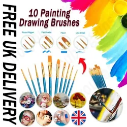 Buy 10PCS Artists Paint Brush Set Fine/Flat Tip Face Painting Drawing Oil Watercolor • 4.97£
