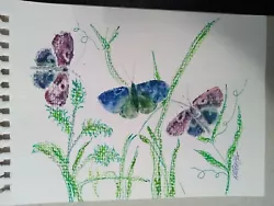 Buy Butterflies And Flowers Original Watercolour  • 7£