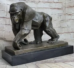 Buy Silverback Gorilla Bronze Sculpture King Kong Figurine‏ Statue Home Decor Sale • 354.67£