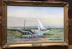Buy Norfolk Artist Groom Mid/C20th Framed Oil On Hardboard Sailing N Norfolk Coast • 30£