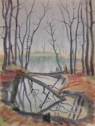 Buy River Forest Landscape Original Vintage Pastel Painting By Ukrainian Artist • 212.62£