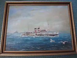 Buy Vintage Oil Painting Of The Steam Boat Waverley- Signed Dated 1950 • 9.99£