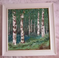 Buy Quiet Birch Forest On Canvas, Original ,framed, Signed, Mixed Medium • 49£