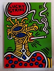 Buy Keith Haring  Oil On Canvas Painting Signed Lucky Strike • 511.87£