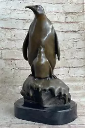 Buy Mother Penguin With Her Chick Baby Bronze Sculpture Statue Figure Figurine Art • 188.97£